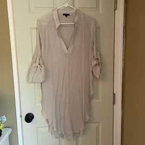 Aakaa beige linen coverup medium